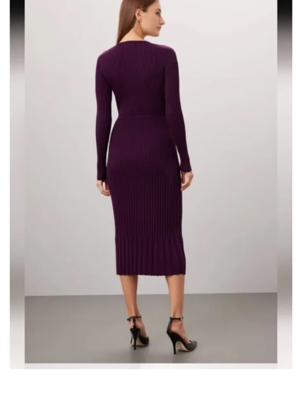 Jason Wu Long Sleeve Burgundy Ribbed Knit Midi Dress Size 2XL